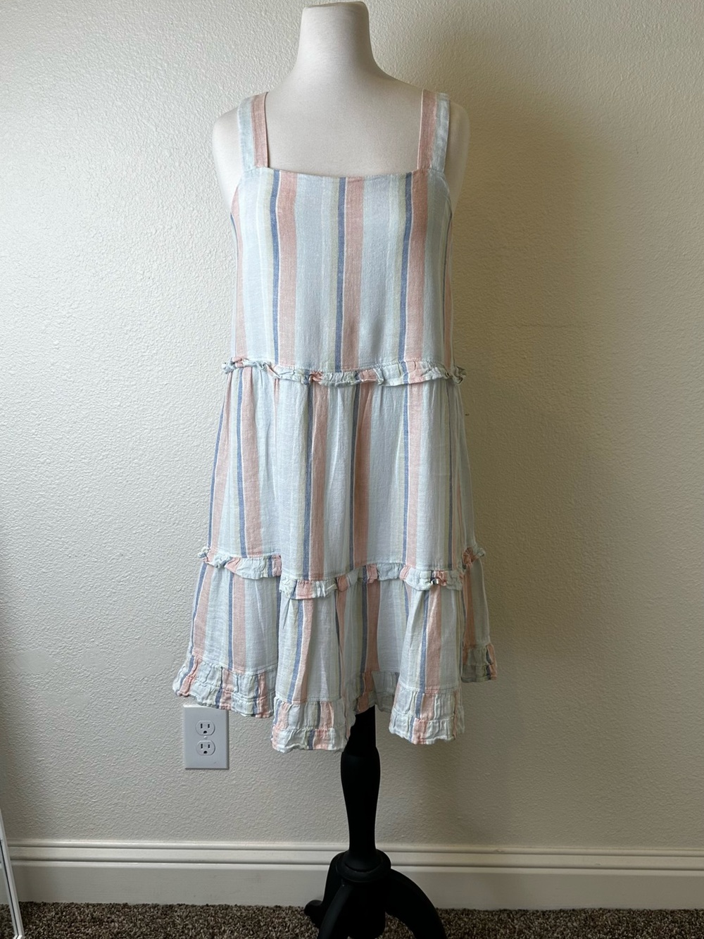 Rails Pastel Striped Tiered Sundress in Pink, Blue & Cream